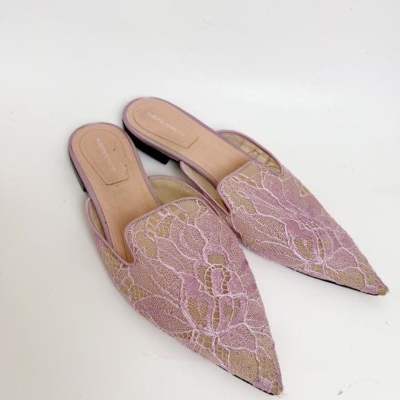 Alberta Ferretti Shoes - Alberta Ferretti Lilac Lace Mia Point Toe Mules Size 40
